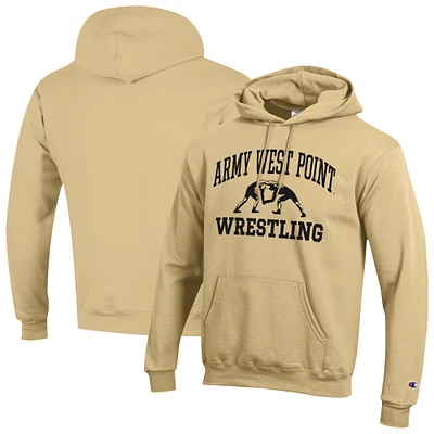 Men's Champion Gold Army Black Knights Wrestling Icon Powerblend Pullover Hoodie