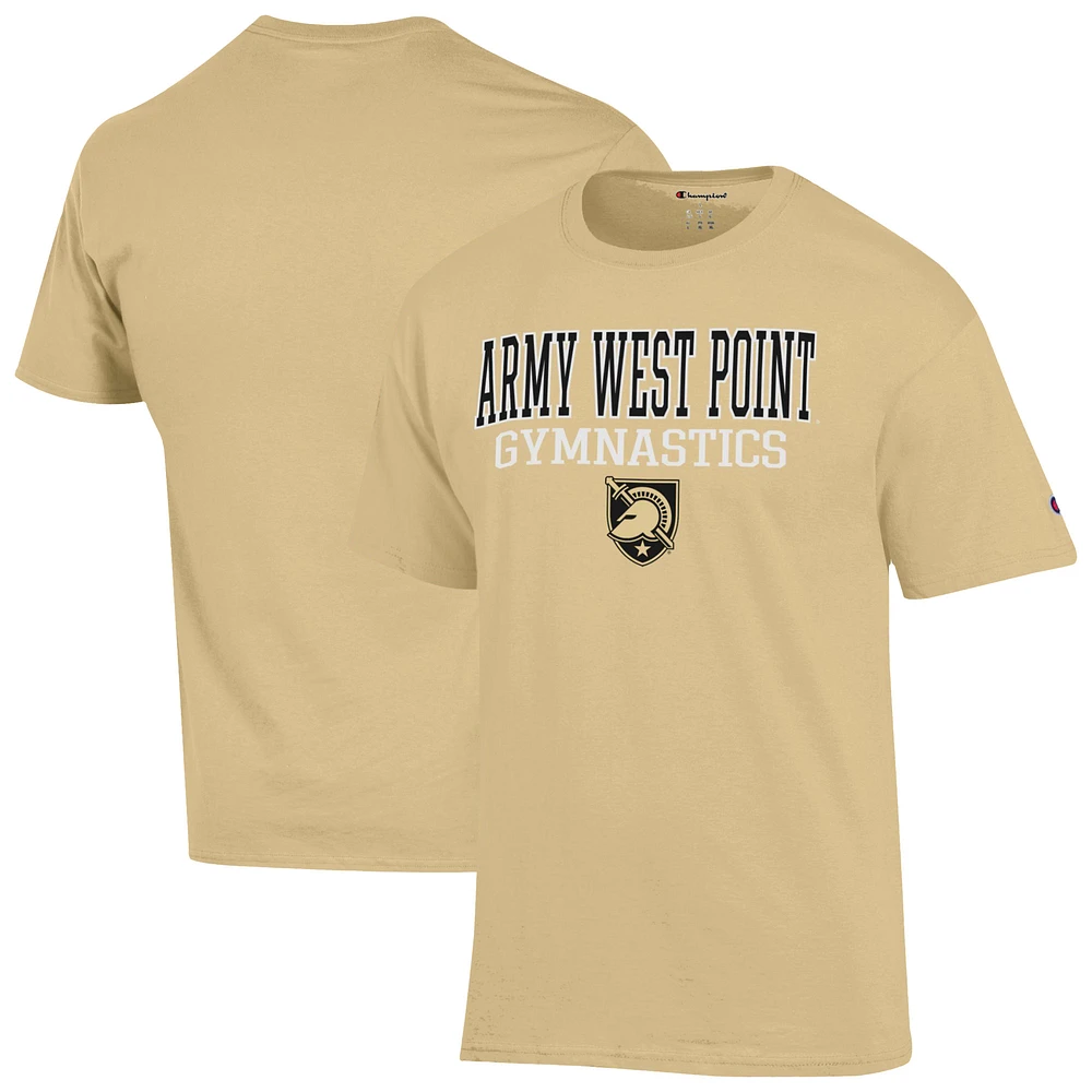 Men's Champion Gold Army Black Knights Gymnastics Stacked T-Shirt