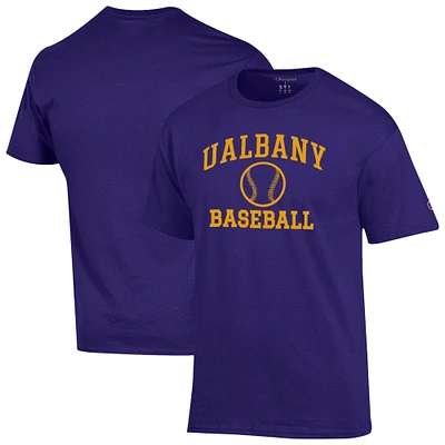 Men's Champion Purple UAlbany Great Danes Baseball Icon T-Shirt