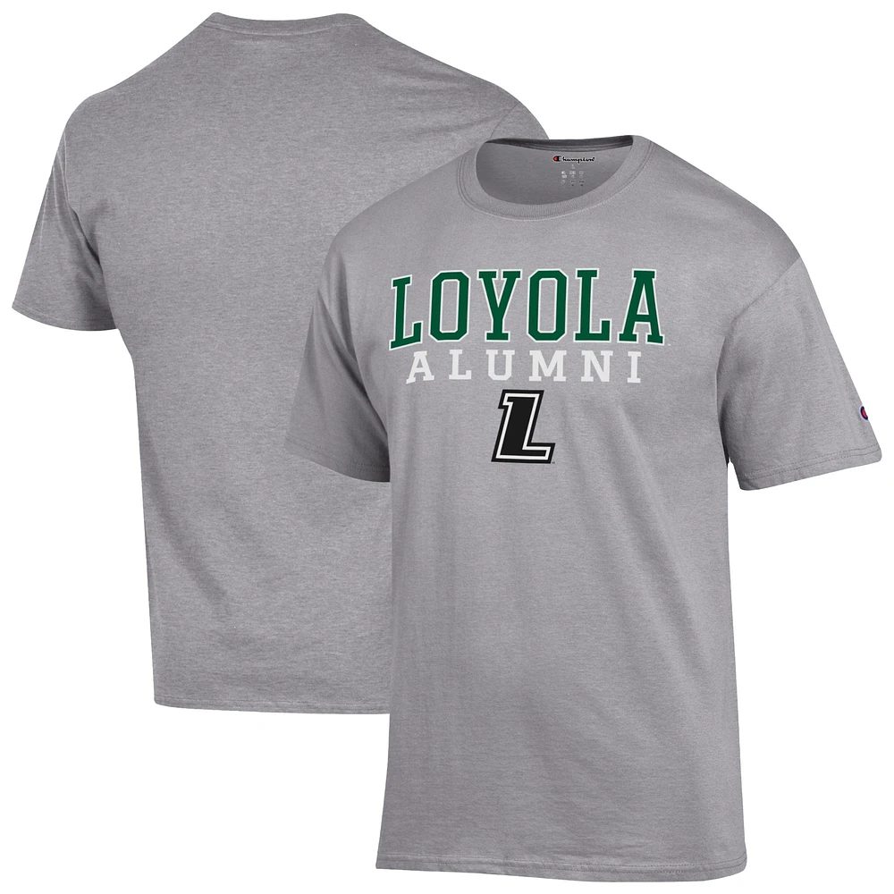 Men's Champion Gray Loyola Greyhounds Stacked Alumni T-Shirt