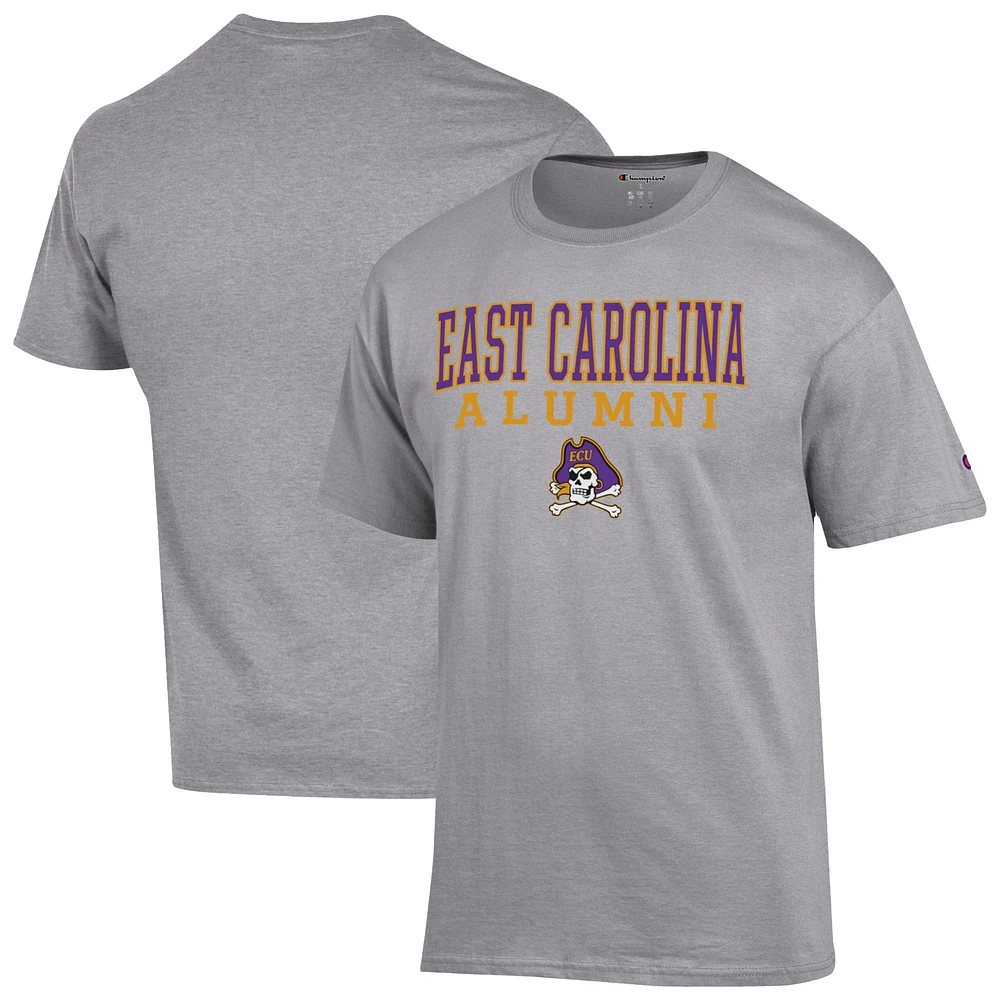 Men's Champion Gray ECU Pirates Stacked Alumni T-Shirt