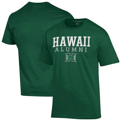 Men's Champion Green Hawaii Rainbow Warriors Stacked Alumni T-Shirt