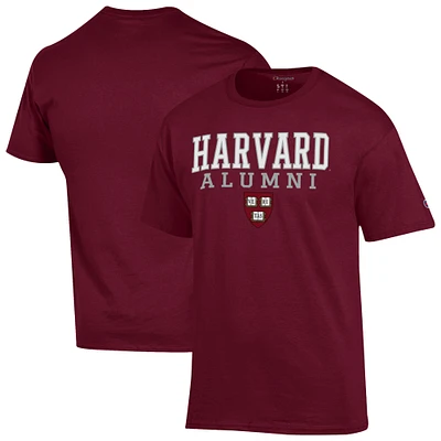 Men's Champion Crimson Harvard Stacked Alumni T-Shirt