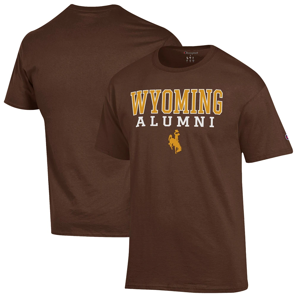 Men's Champion Brown Wyoming Cowboys Stacked Alumni T-Shirt