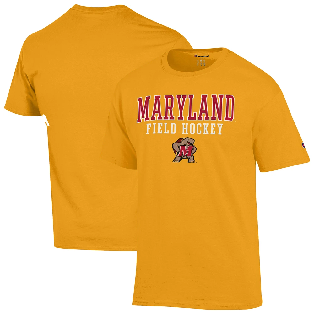 Men's Champion Gold Maryland Terrapins Field Hockey Stacked T-Shirt
