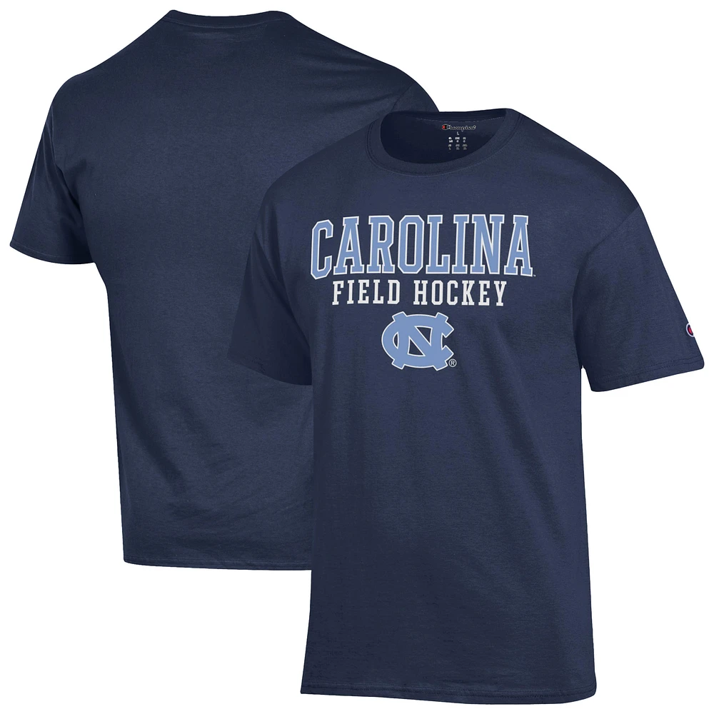 Men's Champion Navy North Carolina Tar Heels Field Hockey Stacked T-Shirt
