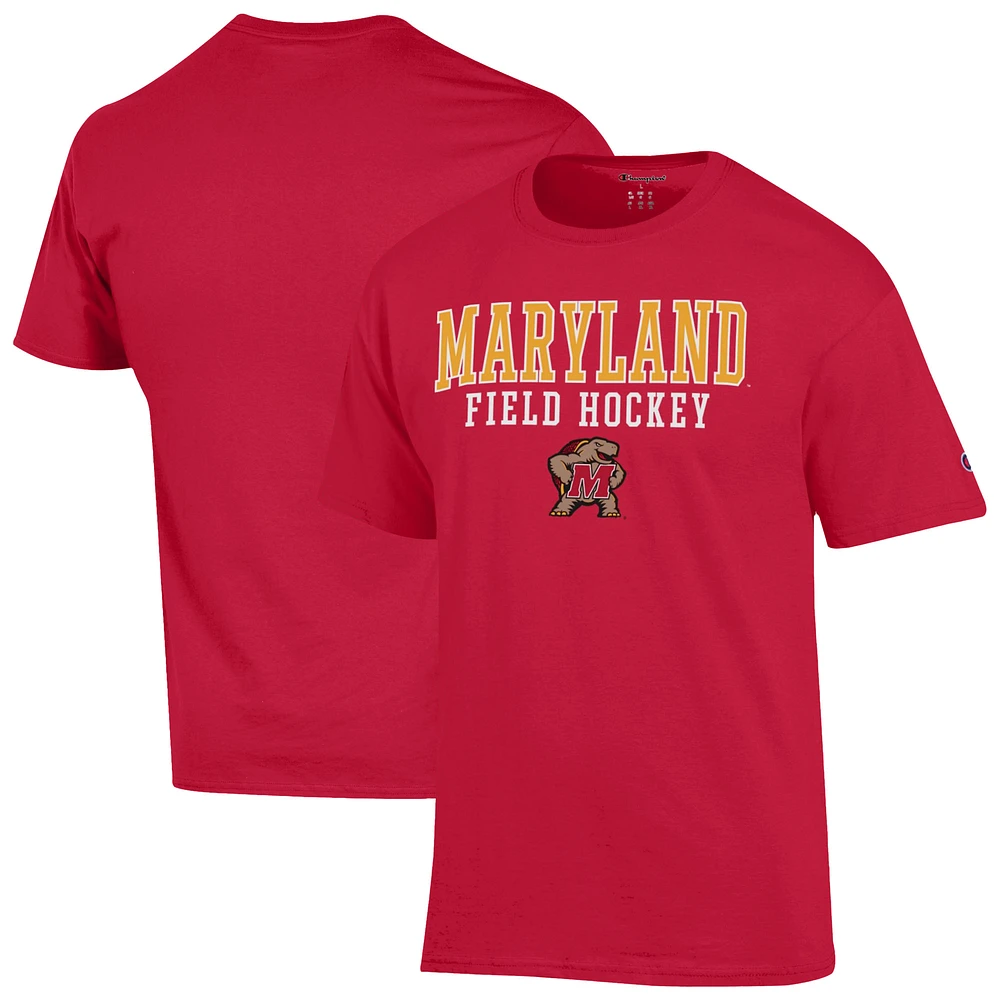 Men's Champion Red Maryland Terrapins Field Hockey Stacked T-Shirt