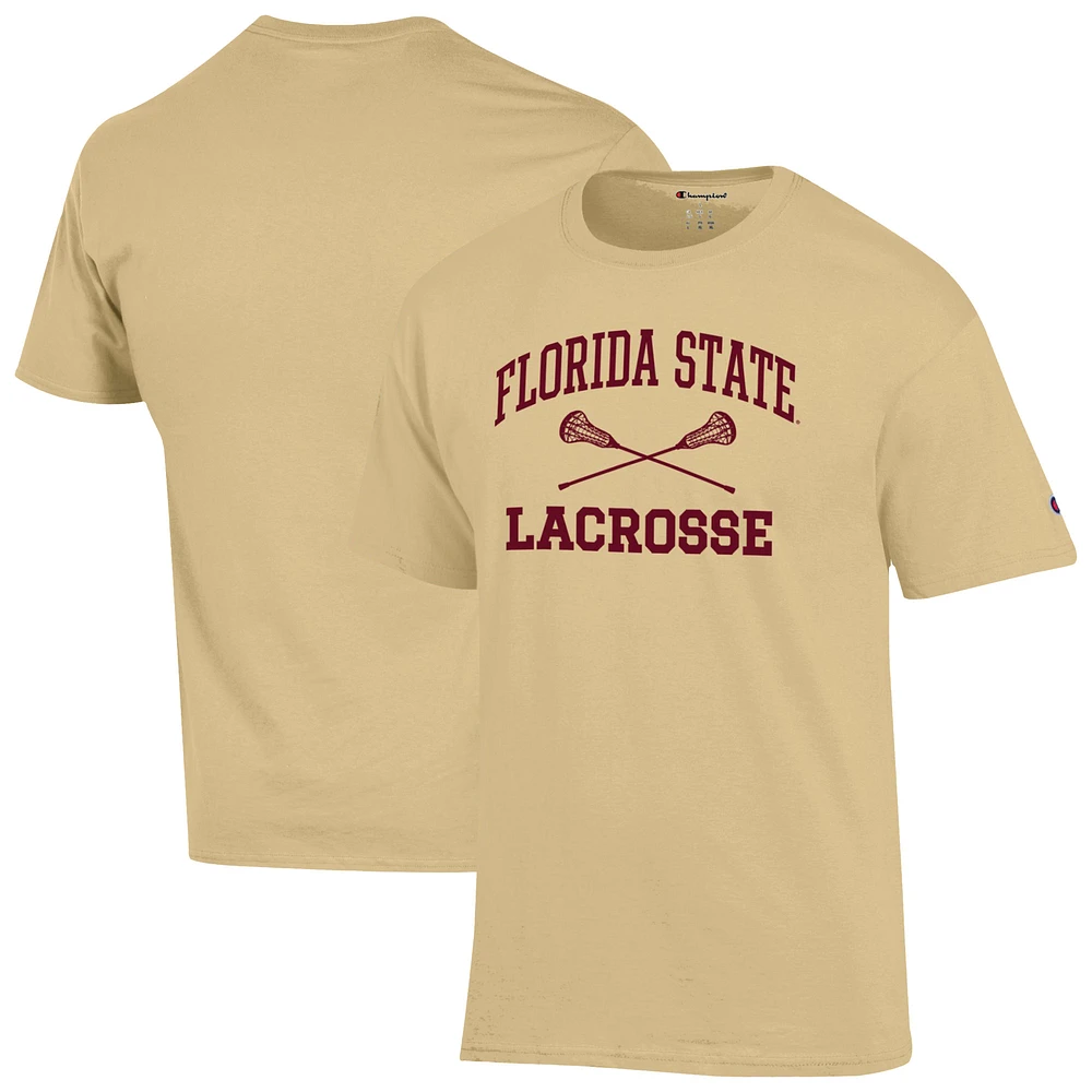 Men's Champion Gold Florida State Seminoles Lacrosse Icon T-Shirt
