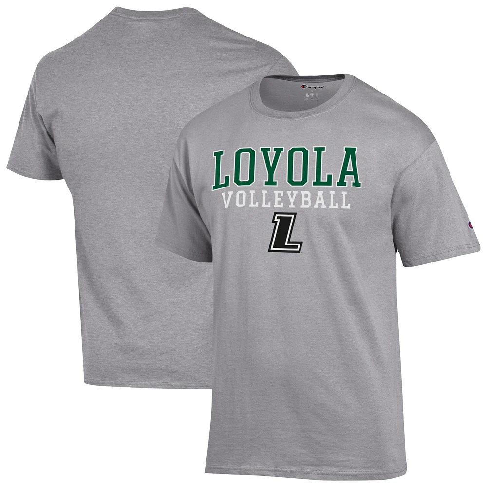 Men's Champion Gold Loyola Greyhounds Stacked Volleyball T-Shirt