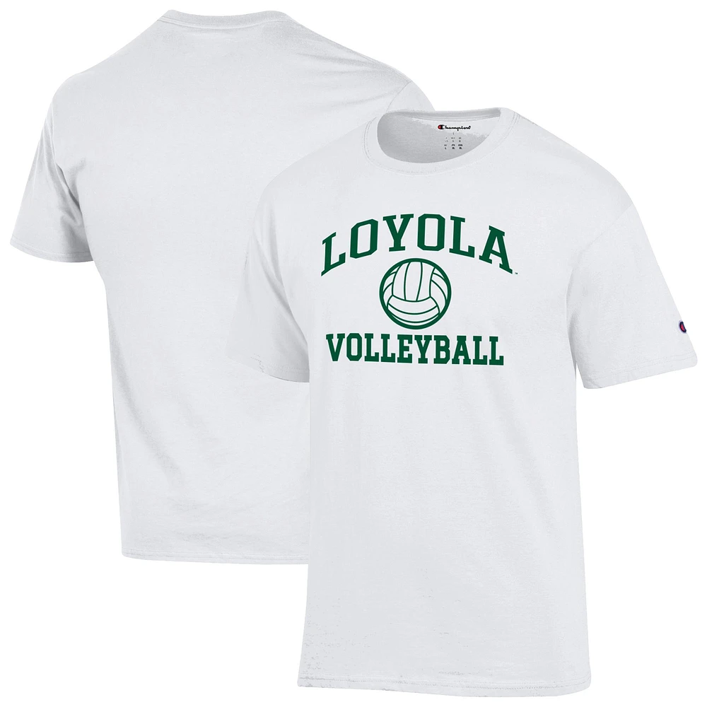 Men's Champion White Loyola Greyhounds Volleyball Icon T-Shirt