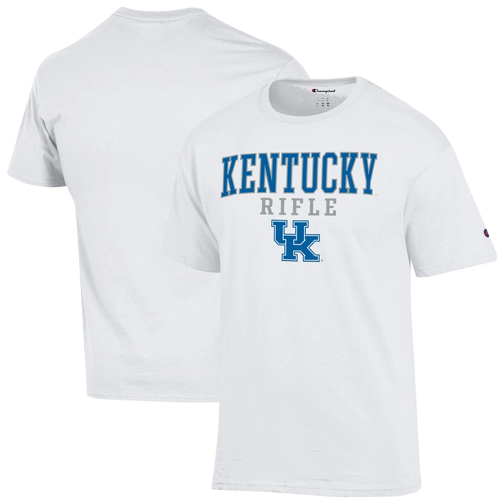 Men's Champion White Kentucky Wildcats Stacked Rifle T-Shirt