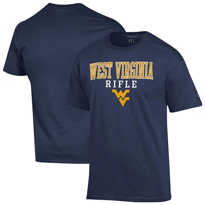 Men's Champion Navy West Virginia Mountaineers Stacked Rifle T-Shirt