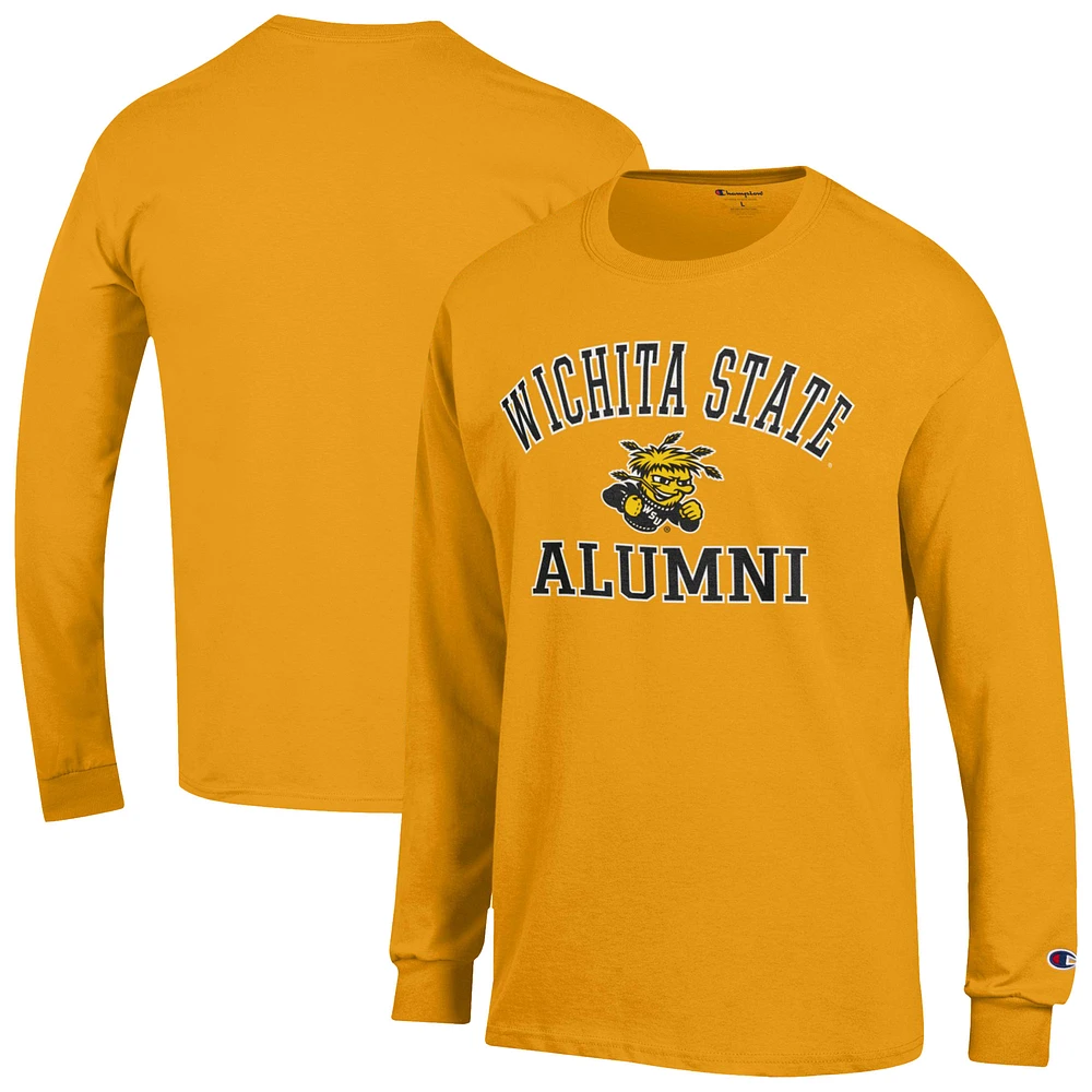 Men's Champion Yellow Wichita State Shockers Alumni Arched Long Sleeve T-Shirt