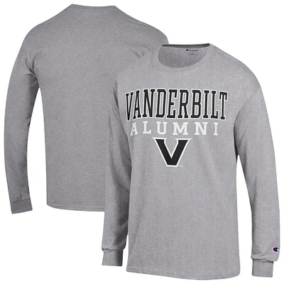 Men's Champion Gray Vanderbilt Commodores Stacked Alumni Long Sleeve T-Shirt