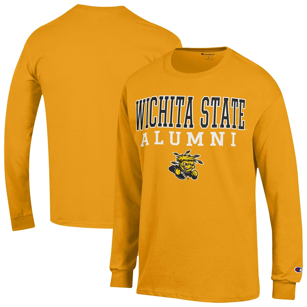 Men's Champion Yellow Wichita State Shockers Stacked Alumni Long Sleeve T-Shirt