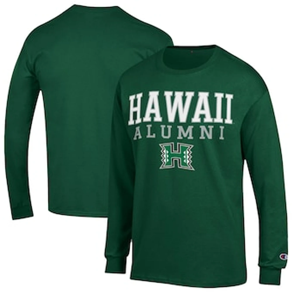 Men's Champion Hawaii Rainbow Warriors Stacked Alumni Long Sleeve T-Shirt
