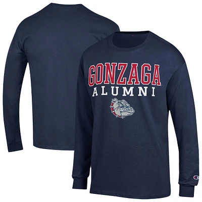 Men's Champion Navy Gonzaga Bulldogs Stacked Alumni Long Sleeve T-Shirt