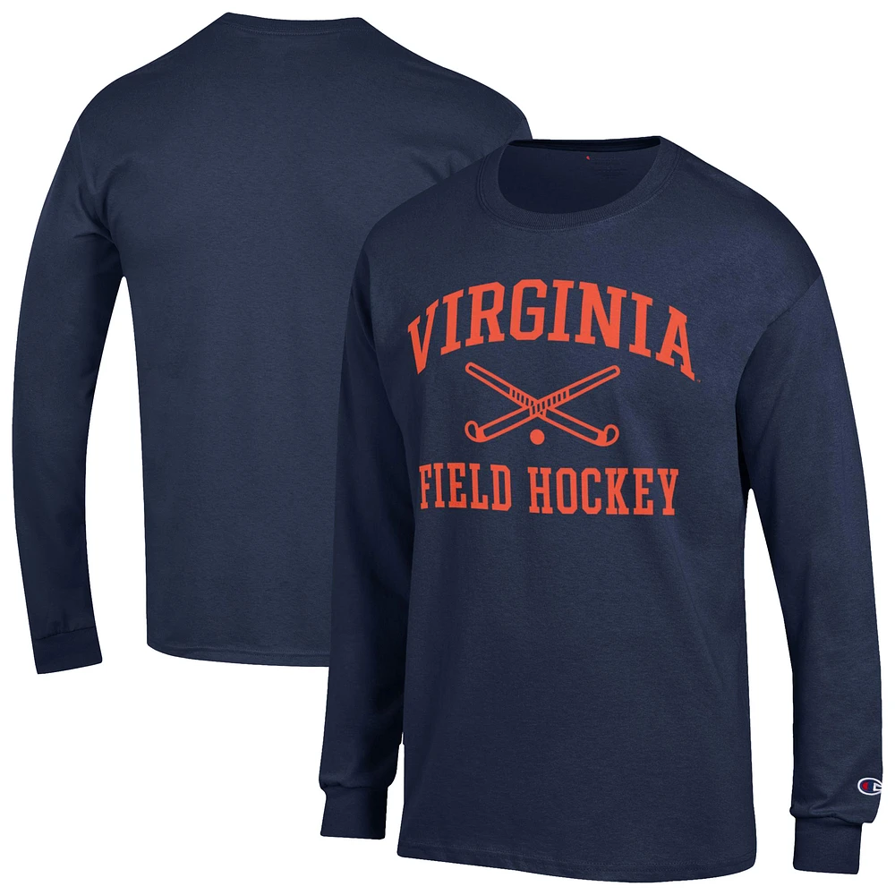 Men's Champion Navy Virginia Cavaliers Field Hockey Icon Long Sleeve T-Shirt