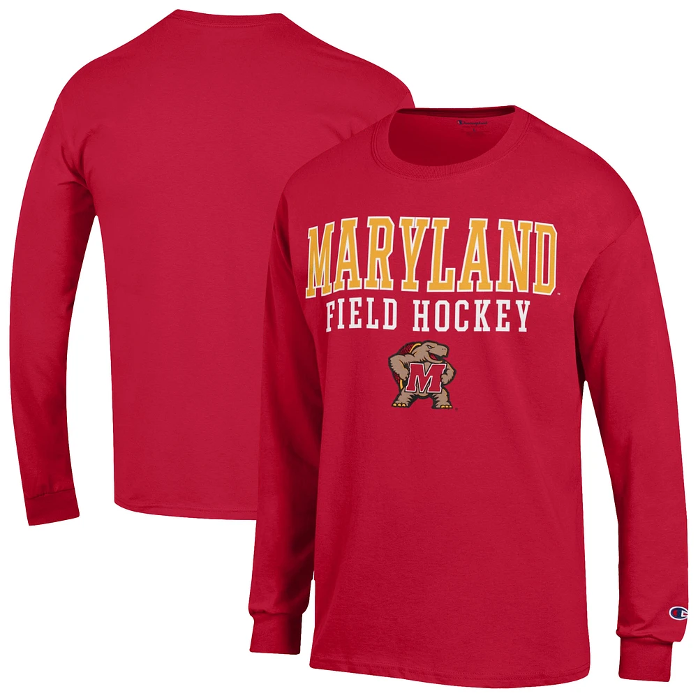 Men's Champion Maryland Terrapins Field Hockey Stacked Long Sleeve T-Shirt