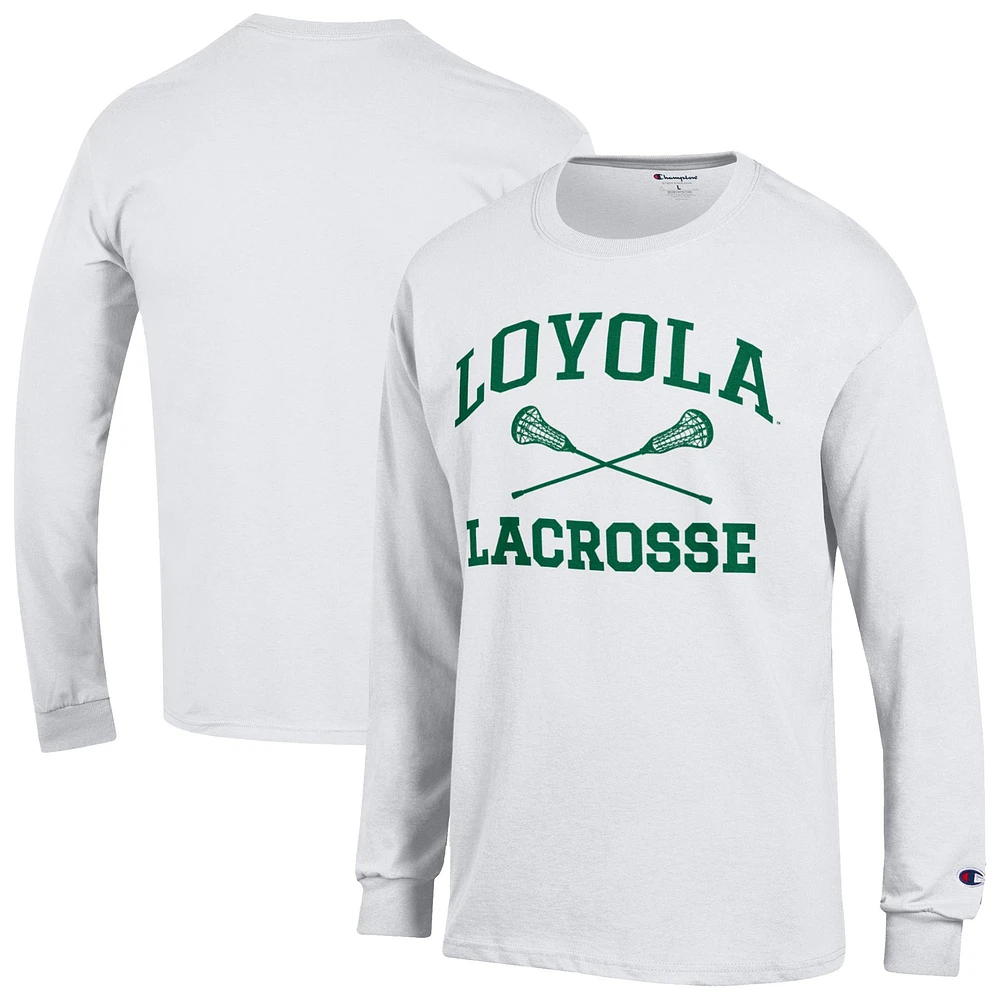 Men's Champion White Loyola Greyhounds Long Sleeve T-Shirt