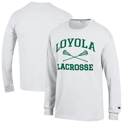 Men's Champion White Loyola Greyhounds Long Sleeve T-Shirt
