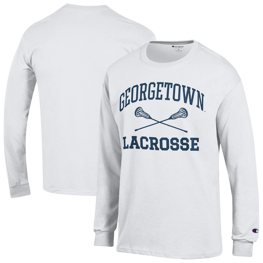 Men's Champion White Georgetown Hoyas Long Sleeve T-Shirt