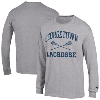 Men's Champion Gray Georgetown Hoyas Icon Lacrosse Long Sleeve T-Shirt
