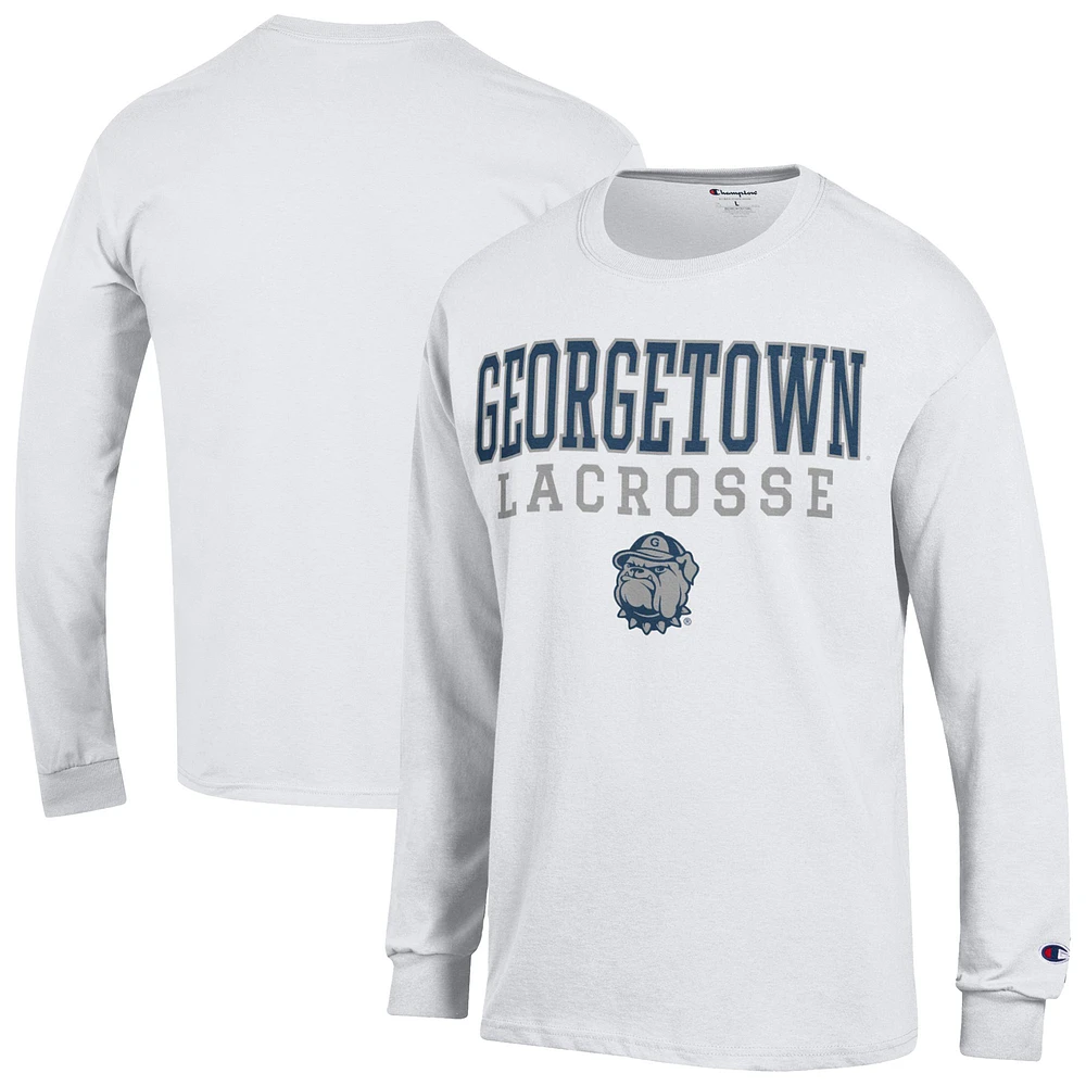 Men's Champion White Georgetown Hoyas Long Sleeve T-Shirt
