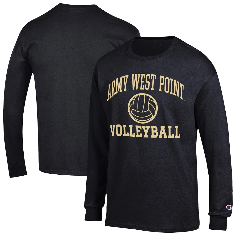 Men's Champion Black Army Knights Icon Volleyball Long Sleeve T-Shirt