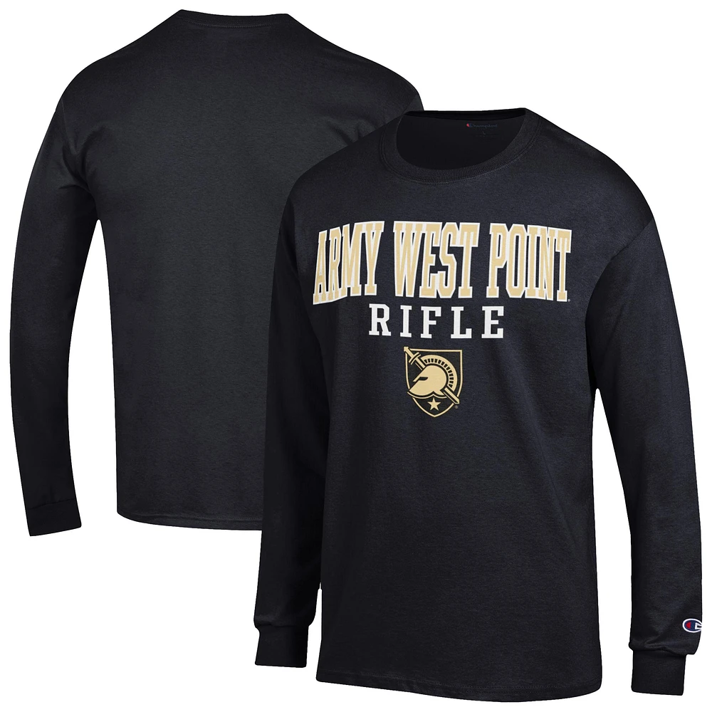 Men's Champion Black Army Knights Stacked Rifle Long Sleeve T-Shirt