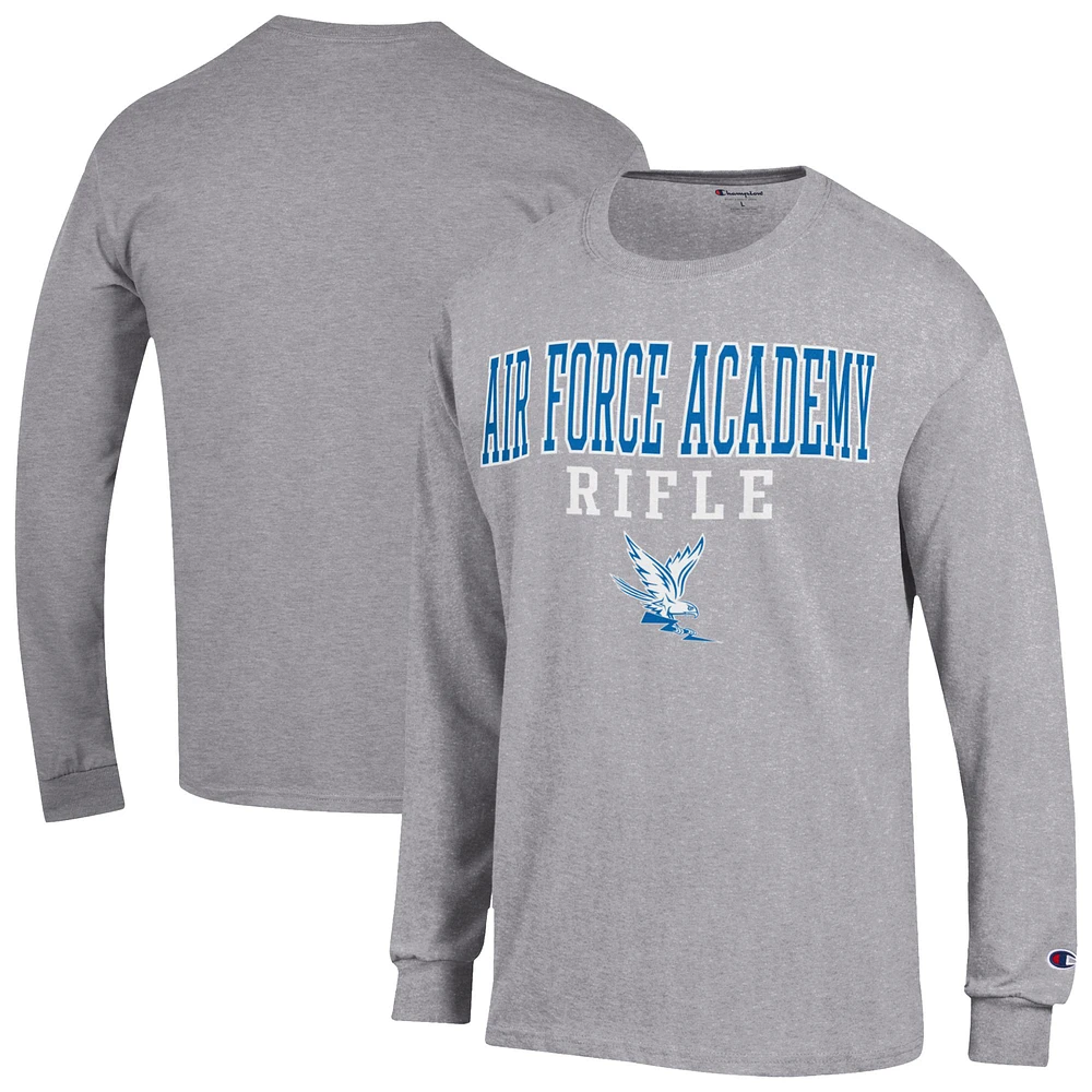 Men's Champion Gray Air Force Falcons Stacked Rifle Long Sleeve T-Shirt