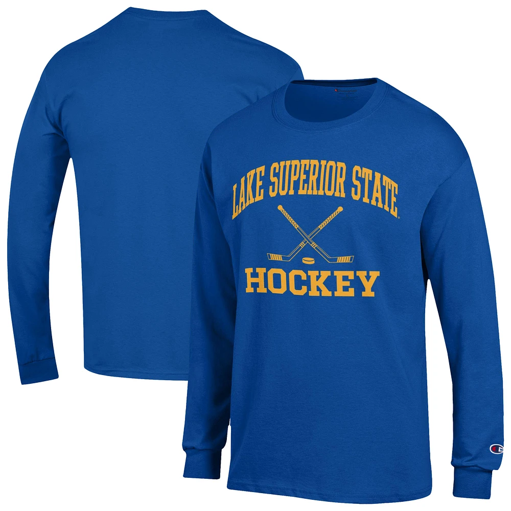 Men's Champion Lake Superior State Lakers Icon Hockey Long Sleeve T-Shirt
