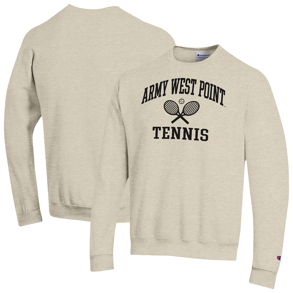 Men's Champion Oatmeal Army Black Knights Tennis Icon Powerblend Pullover Sweatshirt