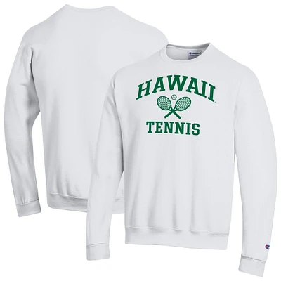 Men's Champion White Hawaii Rainbow Warriors Powerblend Pullover Crewneck Sweatshirt