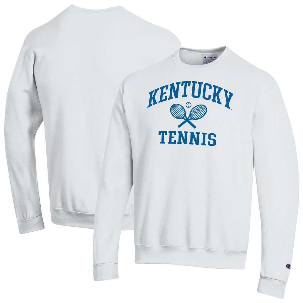 Men's Champion White Kentucky Wildcats Powerblend Pullover Crewneck Sweatshirt