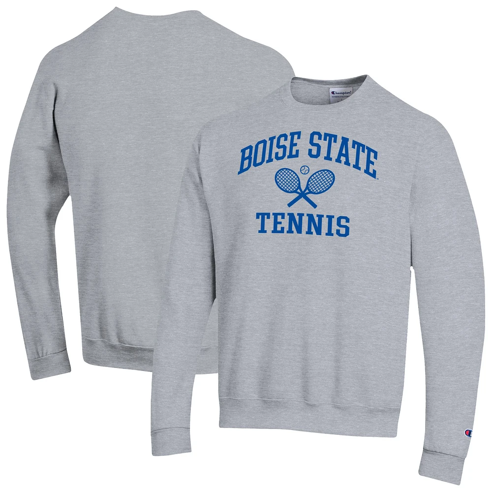 Men's Champion Gray Boise State Broncos Tennis Icon Powerblend Pullover Sweatshirt