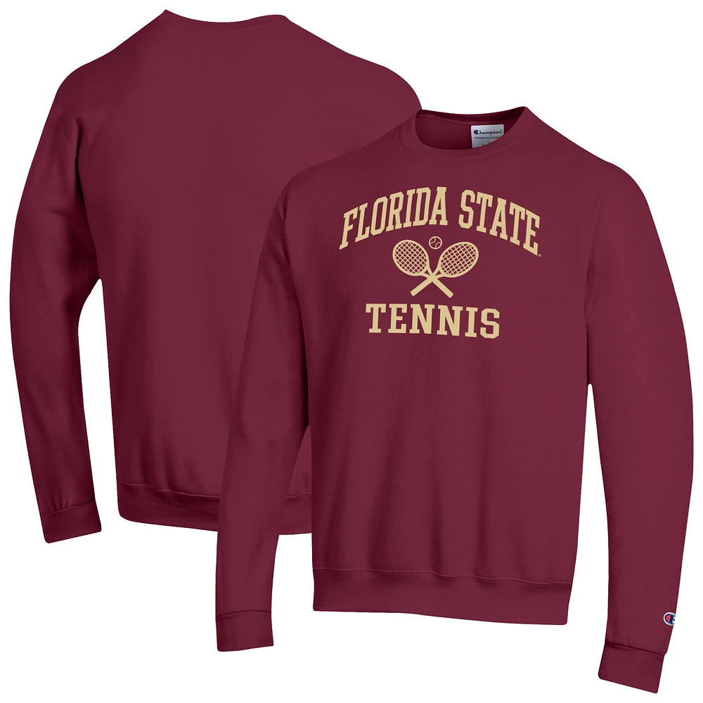 Men's Champion Garnet Florida State Seminoles Tennis Icon Powerblend Pullover Sweatshirt