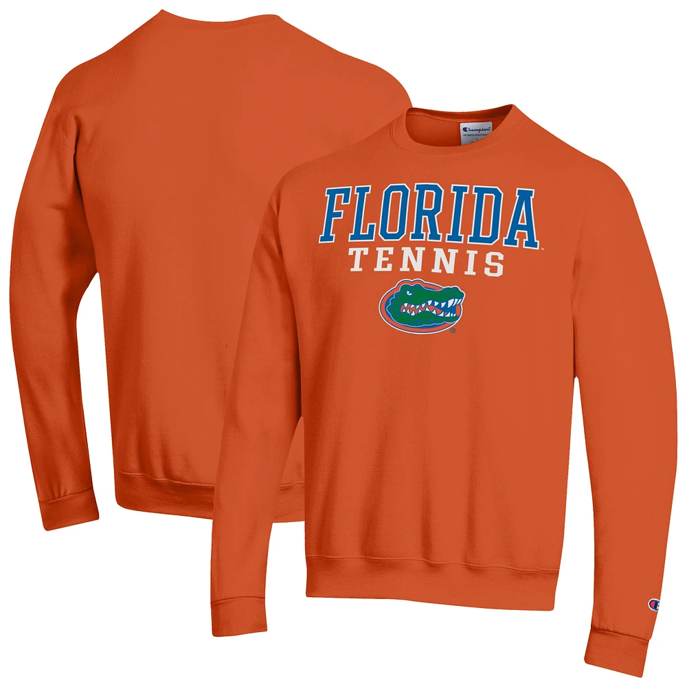 Men's Champion Orange Florida Gators Tennis Stacked Powerblend Pullover Sweatshirt