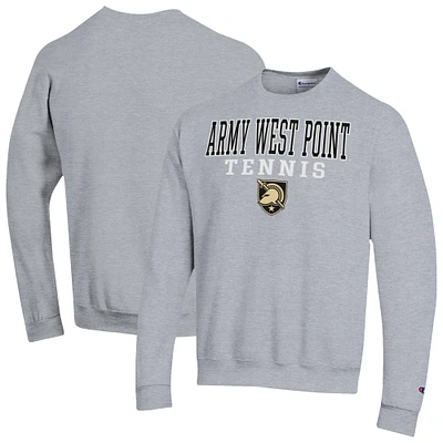 Men's Champion Gray Army Black Knights Tennis Stacked Powerblend Pullover Sweatshirt