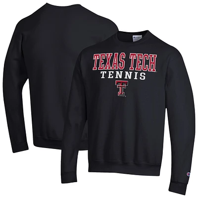 Men's Champion Red Texas Tech Raiders Tennis Stacked Powerblend Pullover Sweatshirt
