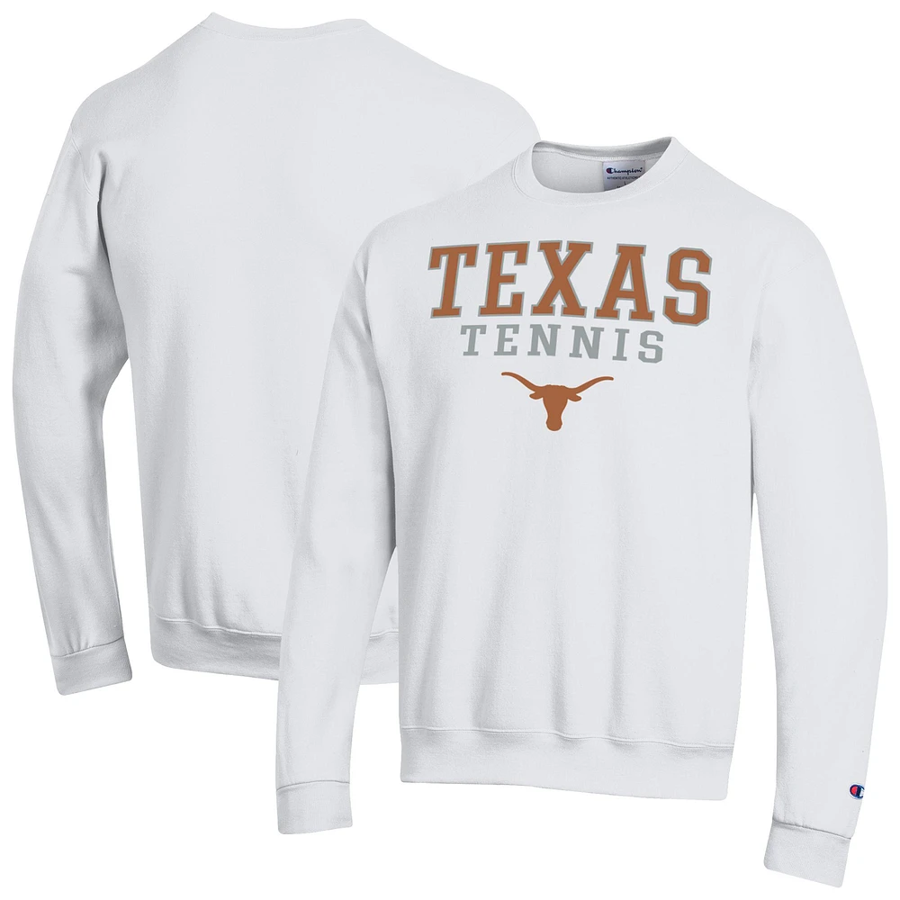 Men's Champion White Texas Longhorns Powerblend Pullover Crewneck Sweatshirt