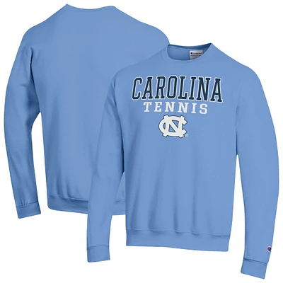 Men's Champion Carolina Blue North Tar Heels Tennis Stacked Powerblend Pullover Sweatshirt