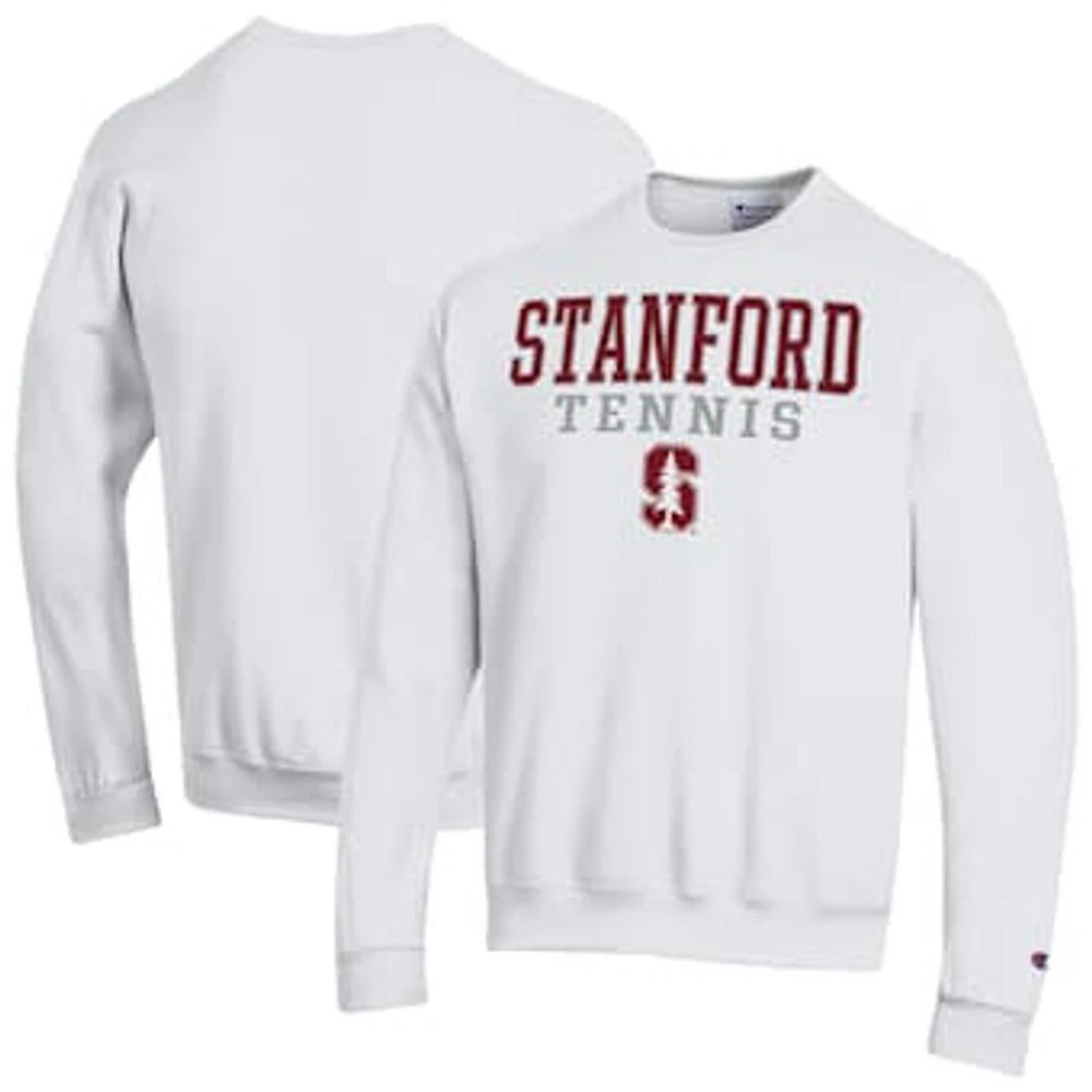 Men's Champion White Stanford Cardinal Powerblend Pullover Crewneck Sweatshirt