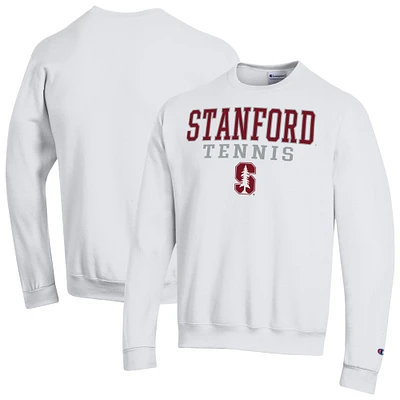 Men's Champion White Stanford Cardinal Powerblend Pullover Crewneck Sweatshirt