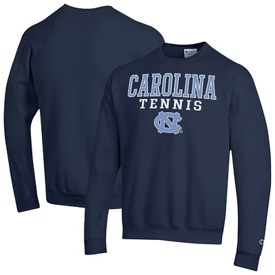Men's Champion Navy North Carolina Tar Heels Tennis Stacked Powerblend Pullover Sweatshirt