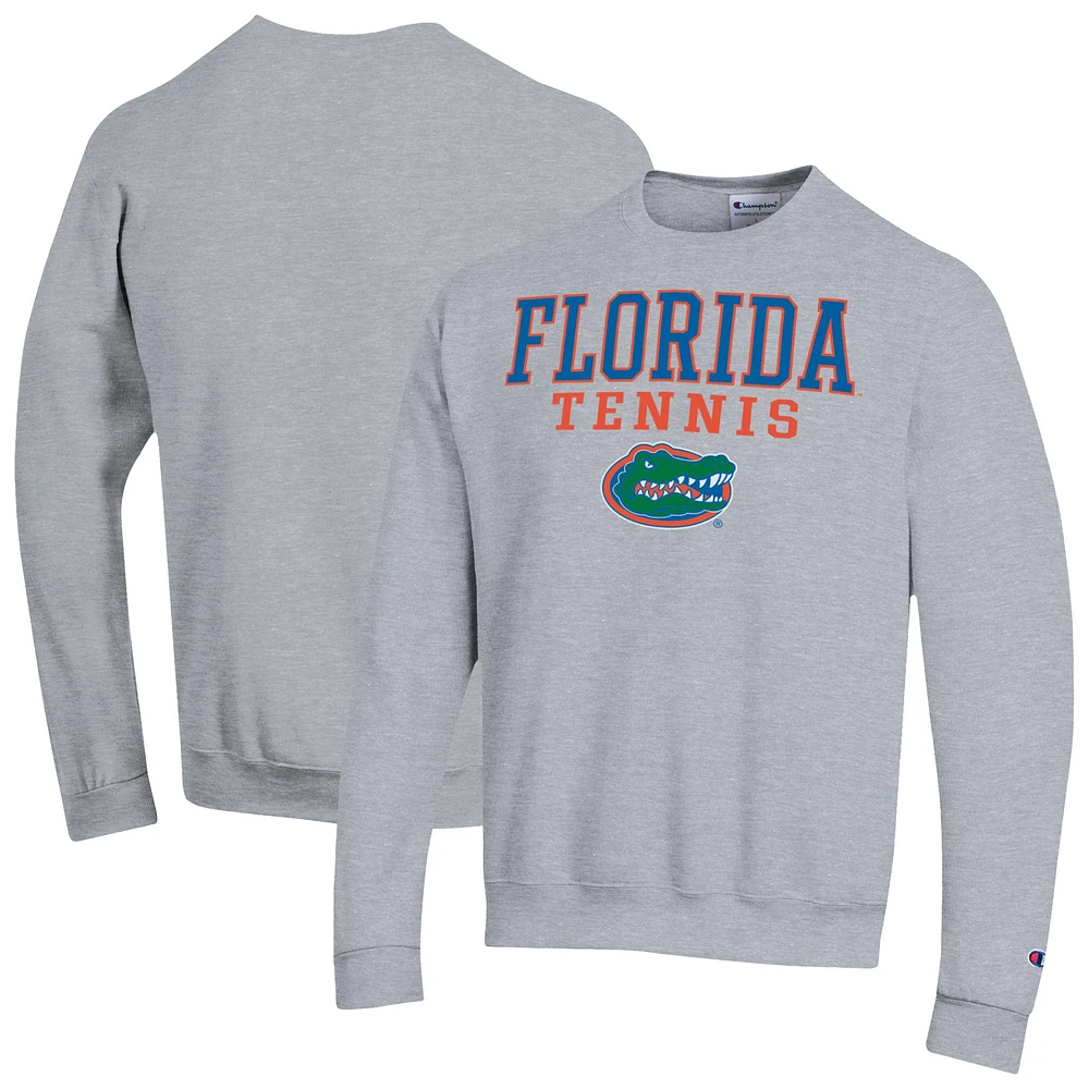 Men's Champion Gray Florida Gators Tennis Stacked Powerblend Pullover Sweatshirt