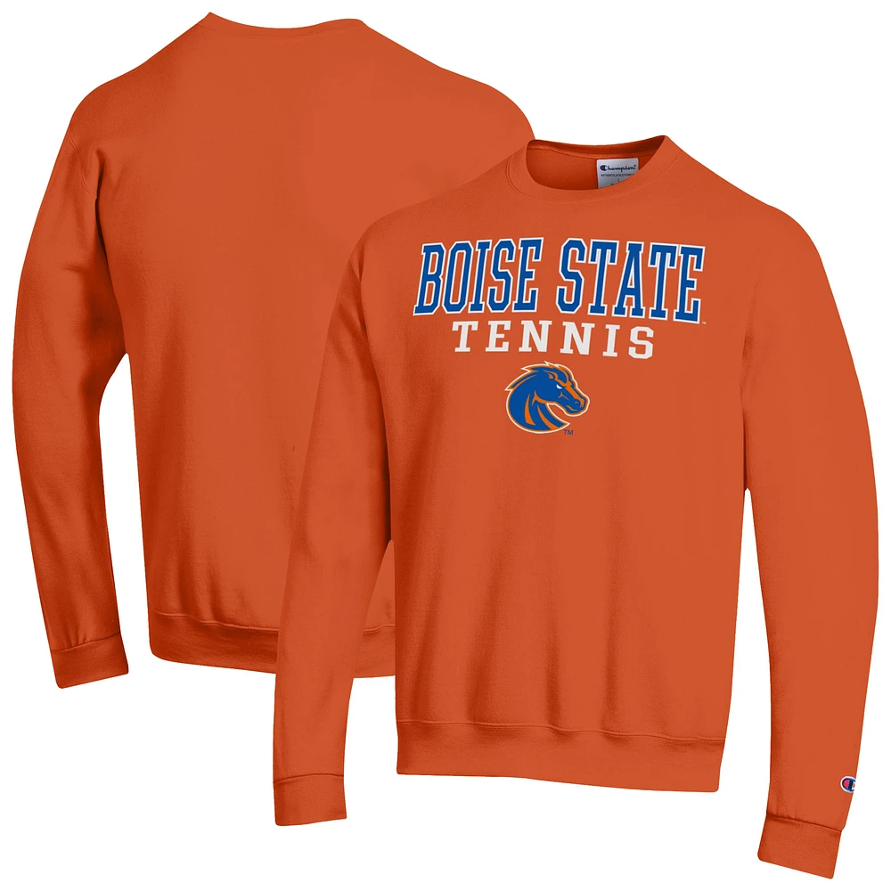 Men's Champion Orange Boise State Broncos Tennis Stacked Powerblend Pullover Sweatshirt