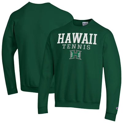 Men's Champion Hawaii Rainbow Warriors Tennis Stacked Powerblend Pullover Sweatshirt
