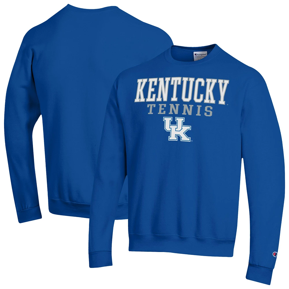 Men's Champion Royal Kentucky Wildcats Tennis Stacked Powerblend Pullover Sweatshirt