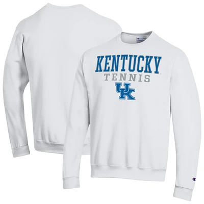 Men's Champion White Kentucky Wildcats Powerblend Pullover Crewneck Sweatshirt